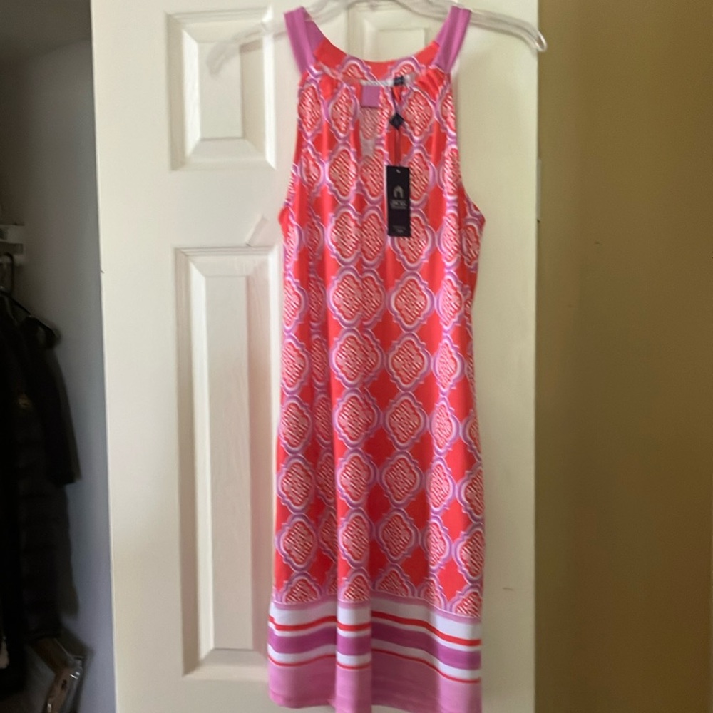 Cabana Life Coral and White Patterned Dress
